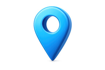 Fototapeta premium Blue 3d location pin icon representing map navigation, destination, and point of interest on transparent background