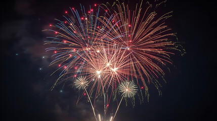 Colourful fireworks exploding in the night sky