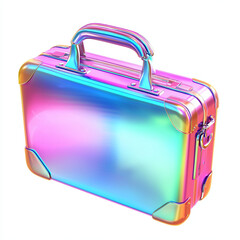 Iridescent Metal Briefcase with Colorful Reflective Surface