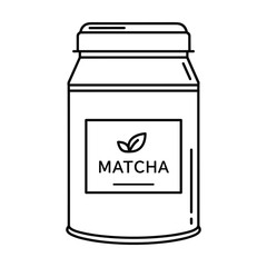 Matcha green tea powder in jar icon