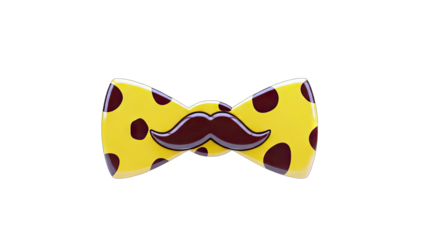 Polka Dot Bow Tie with Mustache on White Background