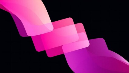 Vibrant pink and purple gradient ribbons flowing on black background