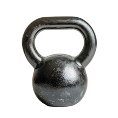 Black Kettlebell on White Background for Fitness and Exercising