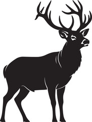 Obraz premium Graphic black silhouettes of wild deers – male, female and roe deer