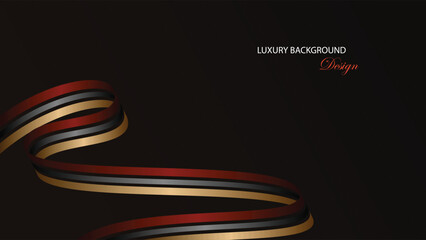 Luxury background vector design. Black and brown abstract background with curved ribbon decoration. Suit for award, presentation, certificate and others