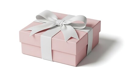 Obraz premium Elegant Pink Gift Box with White Ribbon and Bow.