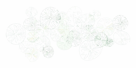 Abstract floral pattern of light green and beige lily pad shapes © Sudhakar