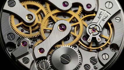 Intricate Watch Mechanism - A Close-Up View of Gears and Precision.