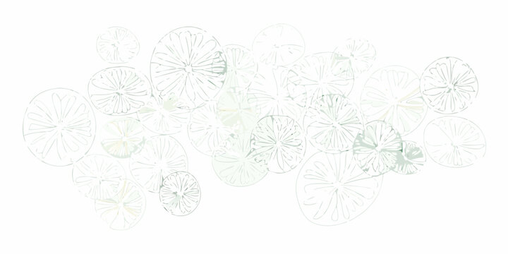 Abstract floral pattern of light green and beige lily pad shapes