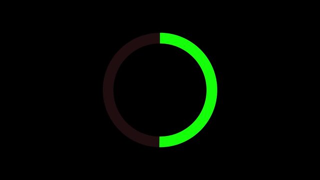 Animated circle loading video icon. Abstract glowing green line circular lens animation. Loading bar icon.4k animation..