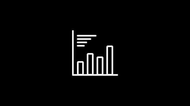 Animated business data report icon featuring bar chart and document analysis lines