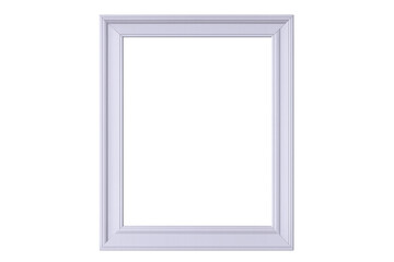 White classic picture frame with decorative molding on a transparent background, blank space for content