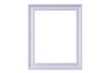 White classic picture frame with decorative molding on a transparent background, blank space for content