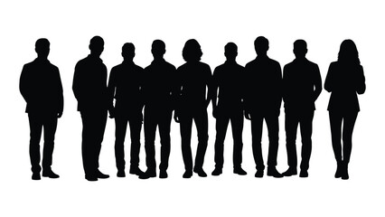 A group of ten people standing together captured in a striking black silhouette © BIPUL