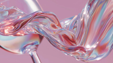 Dreamy Pastel Pearlized Liquid Splash with Wine Glass Shape