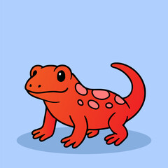 Cute cartoon salamander with bright colors and a friendly look. Simple flat illustration, perfect for kids designs, animal characters, stickers, educational content, and playful graphics.