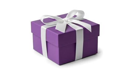 Obraz premium A Beautiful Purple Gift Box Tied With A White Ribbon.