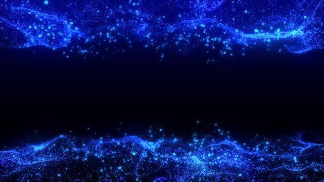 青く輝くパーティクルが漂う抽象背景ループ / Blue Glowing Particle Abstract Background Loop