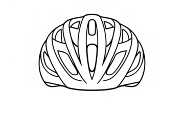 Bicycle helmet outline illustration presenting gear for cycling, safety, protection, and sport on a transparent background