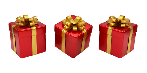 Three Red Gift Boxes with Golden Ribbons