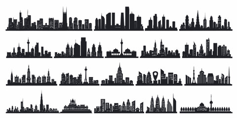 Obraz premium City skylines from around the world in black silhouette