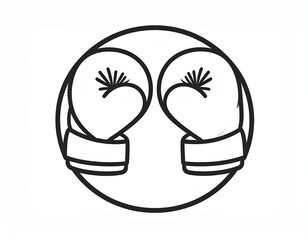 Black and white illustration of boxing gloves in a circle, representing combat sports and competition