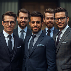 "Confident Business Team in Formal Suits Standing Together"