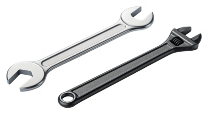 Two wrenches isolated on black background