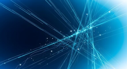 Digital network connections and data flow representation with glowing blue lines