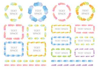 Set of watercolor decorative frames and lines