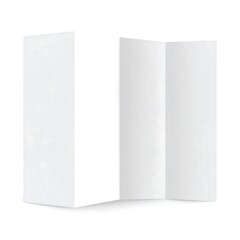 Naklejka premium A clean, neutral, and minimalist image featuring an isolated, folded brochure. The paper's surface appears pristine. The white background offers a stark contrast
