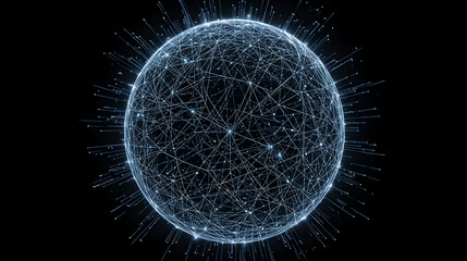 Global Network Connection Sphere Abstract Digital World Neural Communication Background