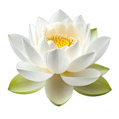 A stunning close-up of a white lotus flower against a stark black background.