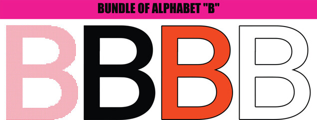 Alphabet B vector silhouette line art and dotted illustration modern minimalist typography creative digital artwork isolated on white abstract letter design poster logo branding decorative font upperc