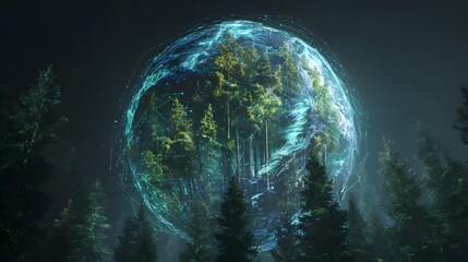 Mystical Glowing Orb in Forest - A Digital Art Fantasy.