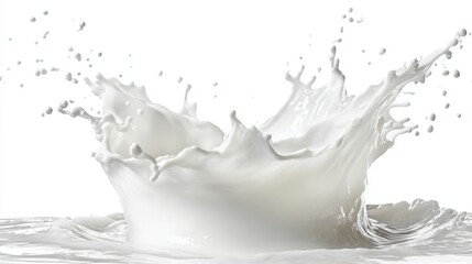 A splash of milk is shown in white and blue. The splash is large and covers a large portion of the image