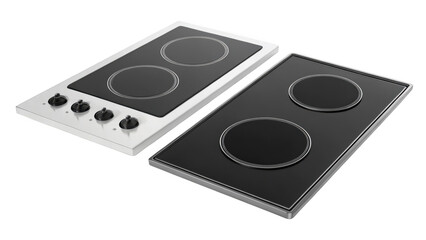 Fototapeta premium Induction cooktop and stove with black and white surfaces