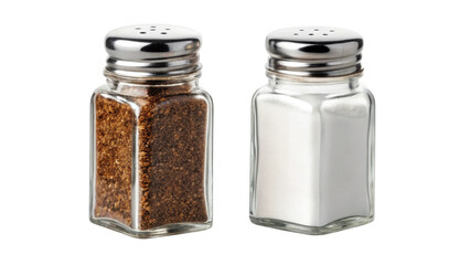Salt and pepper shakers on black background