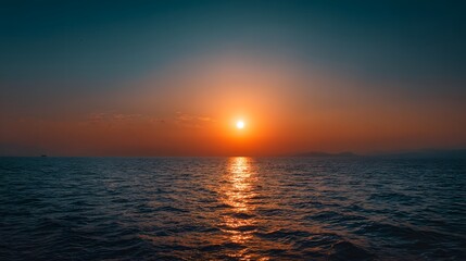 Obraz premium Serene Ocean Sunset - A Symphony of Colors and Tranquility.