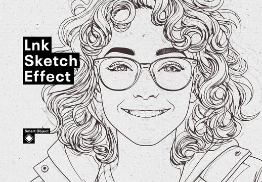 Ink Sketch Line Art Portrait Photo Effect Template