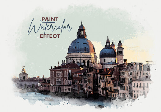 Watercolor Paint Artistic Photo Effect Mockup