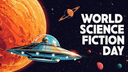 Celebrating world science fiction day with spacecraft and planets