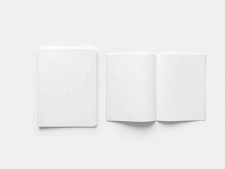 Blank white open and closed books on a clean white background