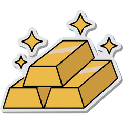 Golden Riches: Stack of Shiny Gold Bars with Sparkles © venny