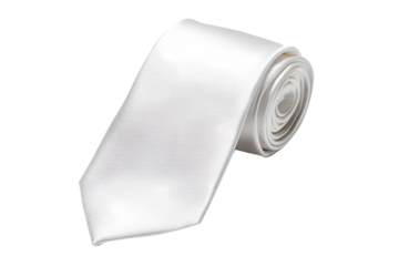 White necktie isolated on cutout PNG or transparent background. Most important accessory that men wear most on weekdays, wear it with suit to go out. Father day concept and business.