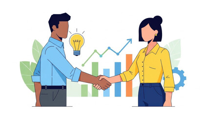 Fototapeta premium collaborative business partnership with innovative growth strategies and digital progress