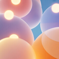 Soft Abstract Digital Background with Glowing Spheres and Pastel Colors, Modern Design Element