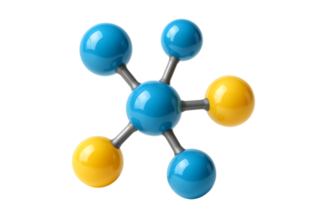 Scientific Molecular Network Visualization Isolated on a Transparent Background