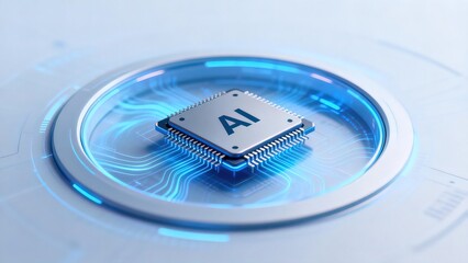 AI chip with glowing circuitry
