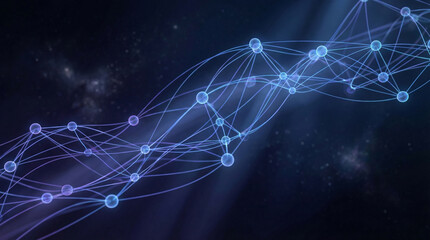 Stunning network connections in space with glowing blue lines and nodes